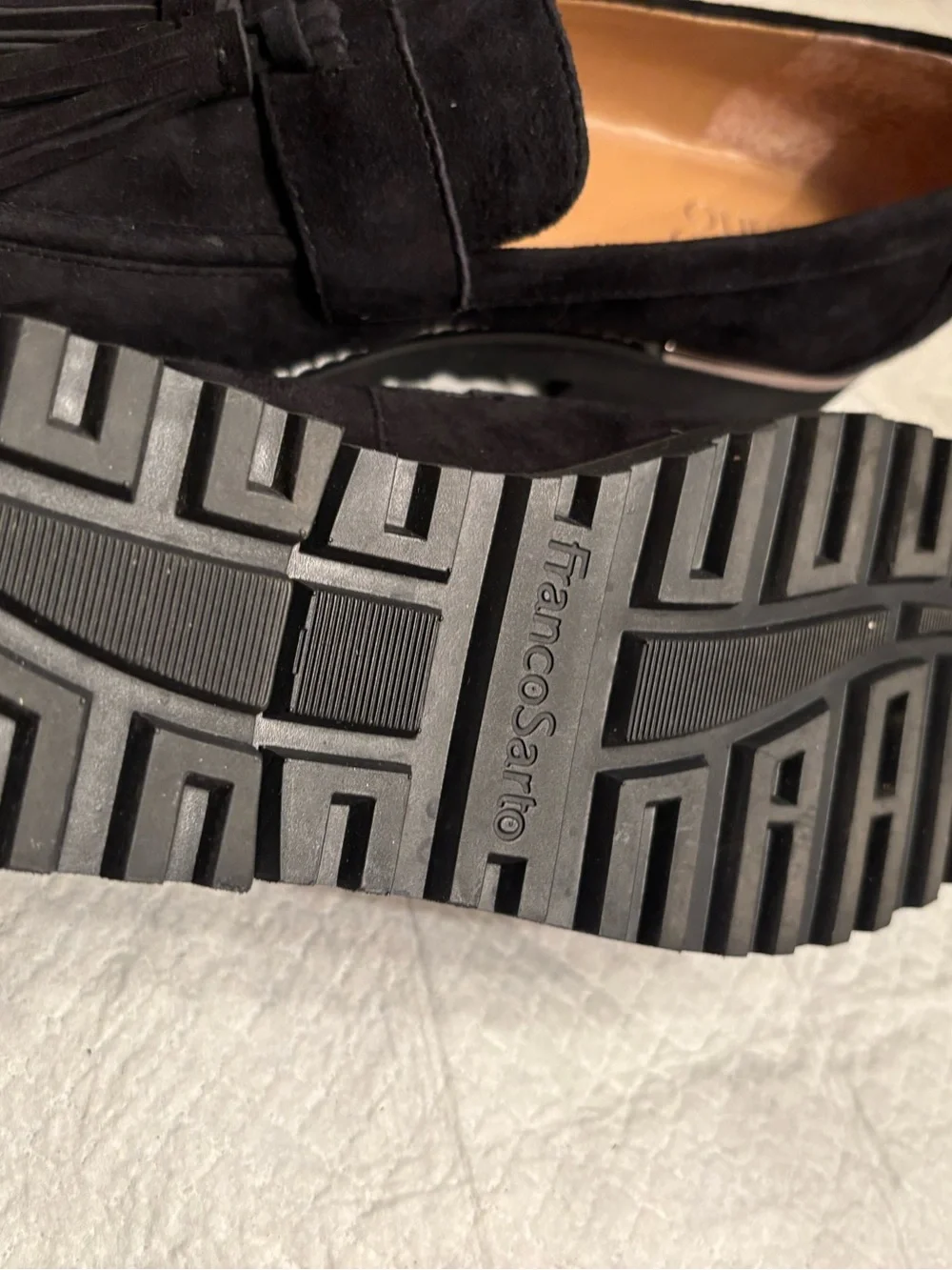 New without tags. Franco Sarto Black Suede Tassel Loafers